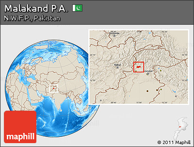 Shaded Relief Location Map of Malakand P.A.