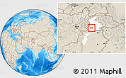 Shaded Relief Location Map of Malakand P.A., highlighted parent region
