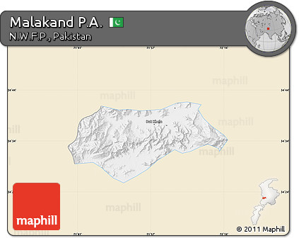 Classic Style Map of Malakand P.A., single color outside