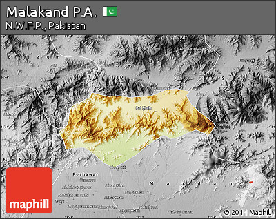 Physical Map of Malakand P.A., desaturated