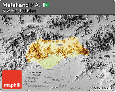Physical Map of Malakand P.A., desaturated