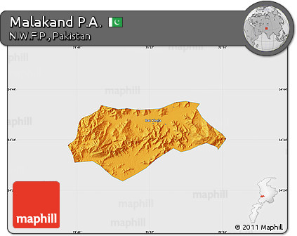 Political Map of Malakand P.A., single color outside