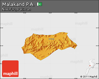 Political Map of Malakand P.A., single color outside
