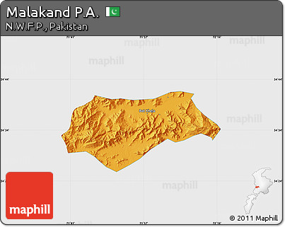 Political Map of Malakand P.A., single color outside