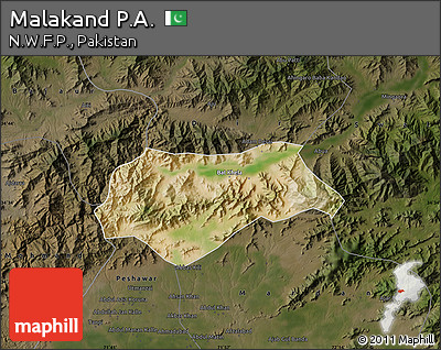 Satellite Map of Malakand P.A., darken