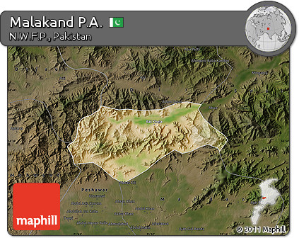 Satellite Map of Malakand P.A., darken
