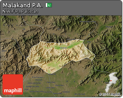 Satellite Map of Malakand P.A., darken