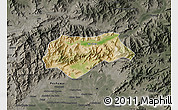 Satellite Map of Malakand P.A., darken, semi-desaturated