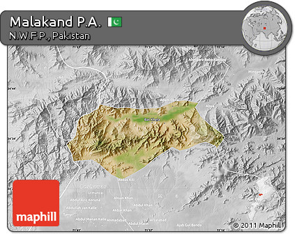 Satellite Map of Malakand P.A., lighten, desaturated