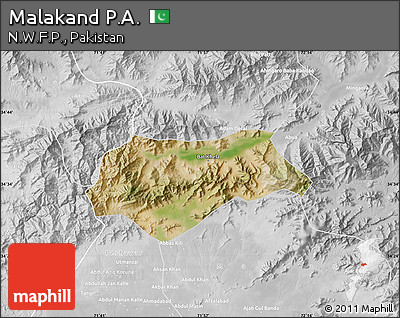 Satellite Map of Malakand P.A., lighten, desaturated