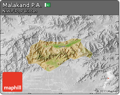 Satellite Map of Malakand P.A., lighten, desaturated