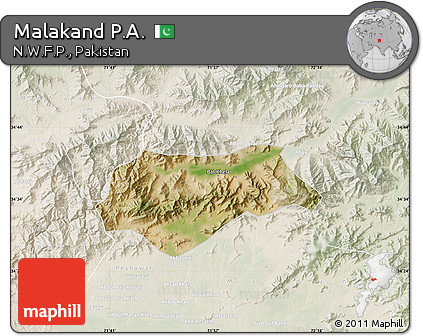 Satellite Map of Malakand P.A., lighten