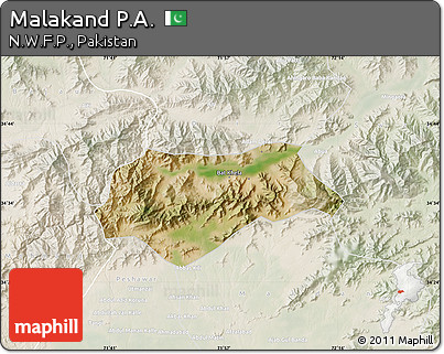 Satellite Map of Malakand P.A., lighten