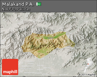 Satellite Map of Malakand P.A., lighten, semi-desaturated
