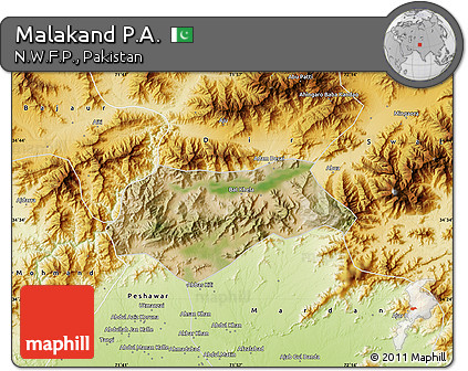Satellite Map of Malakand P.A., physical outside