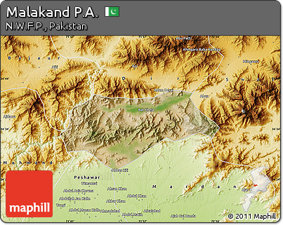 Satellite Map of Malakand P.A., physical outside