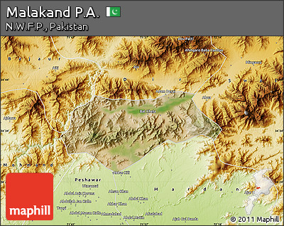 Satellite Map of Malakand P.A., physical outside
