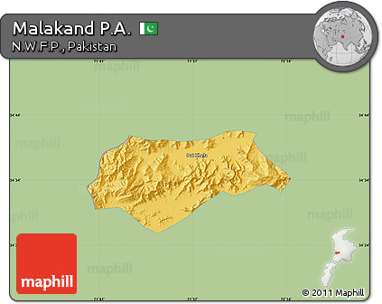Savanna Style Map of Malakand P.A., single color outside