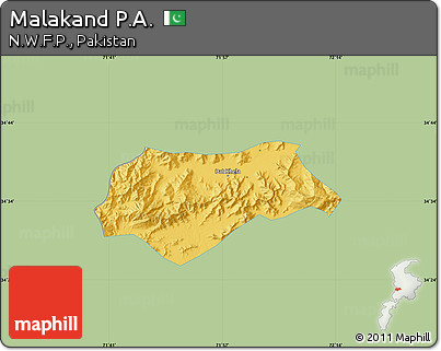 Savanna Style Map of Malakand P.A., single color outside