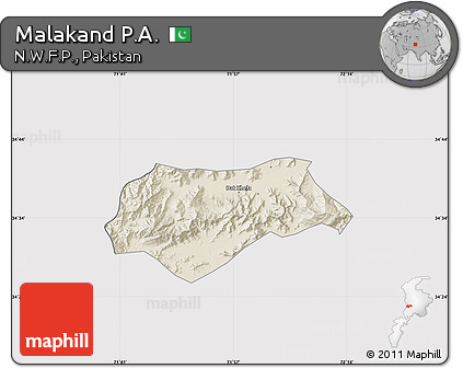 Shaded Relief Map of Malakand P.A., cropped outside