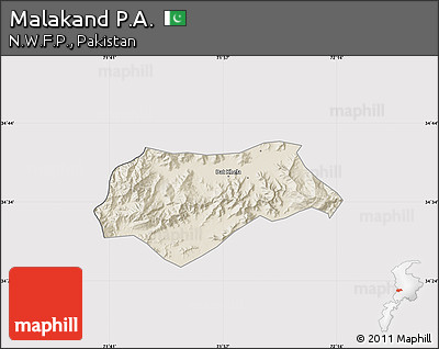 Shaded Relief Map of Malakand P.A., cropped outside