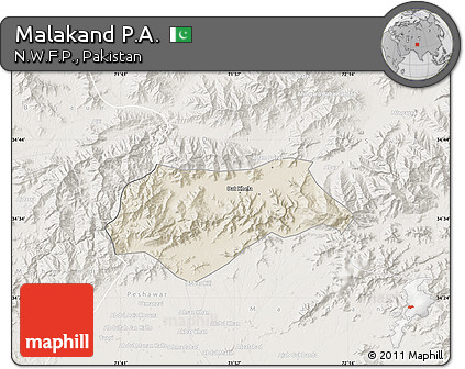 Shaded Relief Map of Malakand P.A., lighten