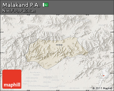 Shaded Relief Map of Malakand P.A., lighten