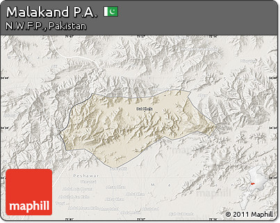 Shaded Relief Map of Malakand P.A., lighten
