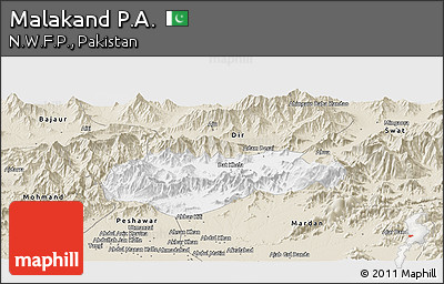 Classic Style Panoramic Map of Malakand P.A.