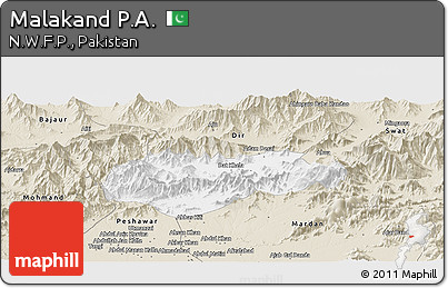 Classic Style Panoramic Map of Malakand P.A.