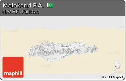 Classic Style Panoramic Map of Malakand P.A., single color outside