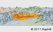 Political Panoramic Map of Malakand P.A., lighten, semi-desaturated