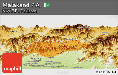 Political Panoramic Map of Malakand P.A., physical outside