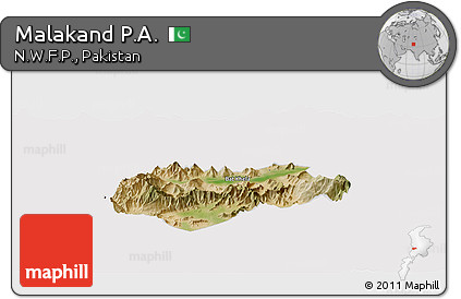 Satellite Panoramic Map of Malakand P.A., cropped outside