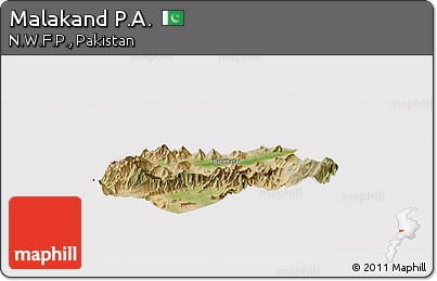 Satellite Panoramic Map of Malakand P.A., cropped outside