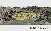 Satellite Panoramic Map of Malakand P.A., darken, semi-desaturated