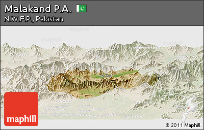 Satellite Panoramic Map of Malakand P.A., lighten