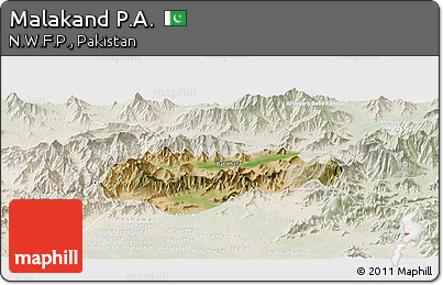 Satellite Panoramic Map of Malakand P.A., lighten