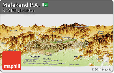 Satellite Panoramic Map of Malakand P.A., physical outside