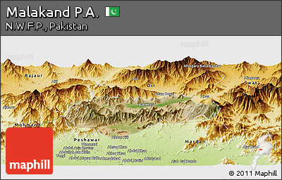 Satellite Panoramic Map of Malakand P.A., physical outside