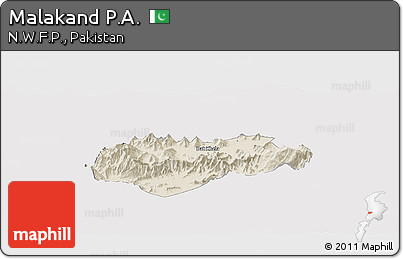 Shaded Relief Panoramic Map of Malakand P.A., cropped outside
