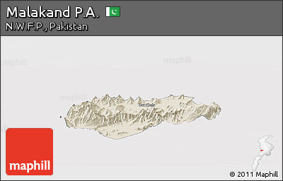 Shaded Relief Panoramic Map of Malakand P.A., cropped outside