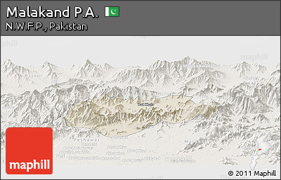 Shaded Relief Panoramic Map of Malakand P.A., lighten