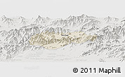 Shaded Relief Panoramic Map of Malakand P.A., lighten, semi-desaturated