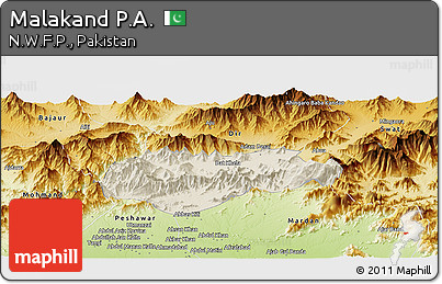Shaded Relief Panoramic Map of Malakand P.A., physical outside