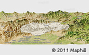 Shaded Relief Panoramic Map of Malakand P.A., satellite outside