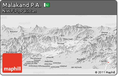 Silver Style Panoramic Map of Malakand P.A.