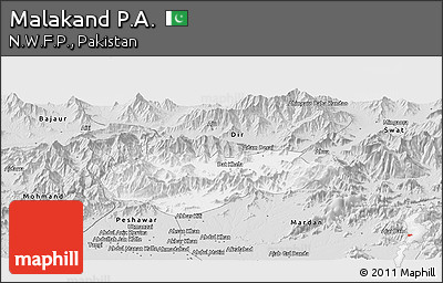 Silver Style Panoramic Map of Malakand P.A.