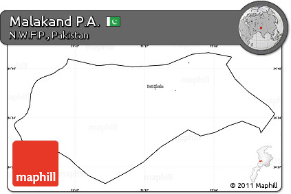 Blank Simple Map of Malakand P.A., cropped outside