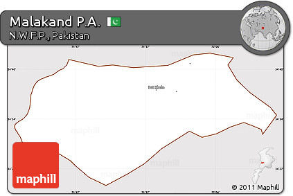Classic Style Simple Map of Malakand P.A., cropped outside